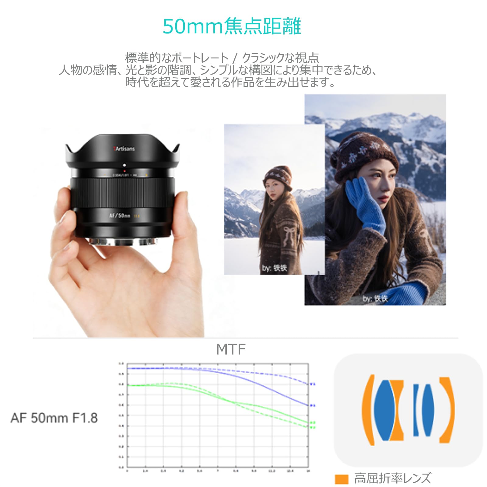 Amazon.co.jp: 7Artisans AF 50mm F1.8カメラ レンズ Xマウント APS-C